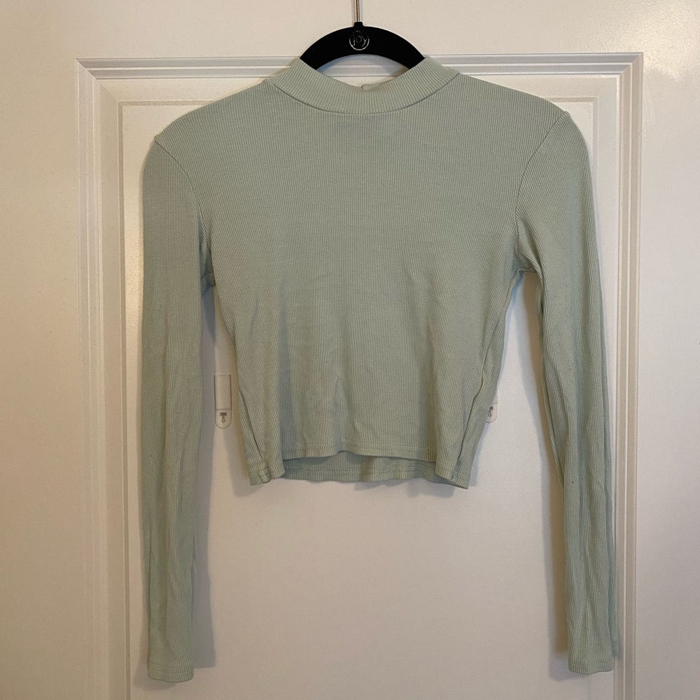 Sage Green Mock Neck Crop Top